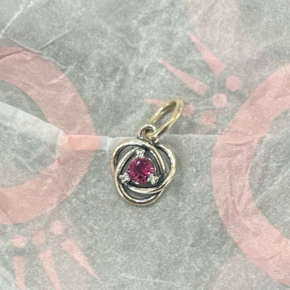 Pandora Sterling Silver Pink Stone Swirl Pendant